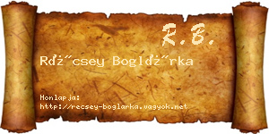 Récsey Boglárka névjegykártya